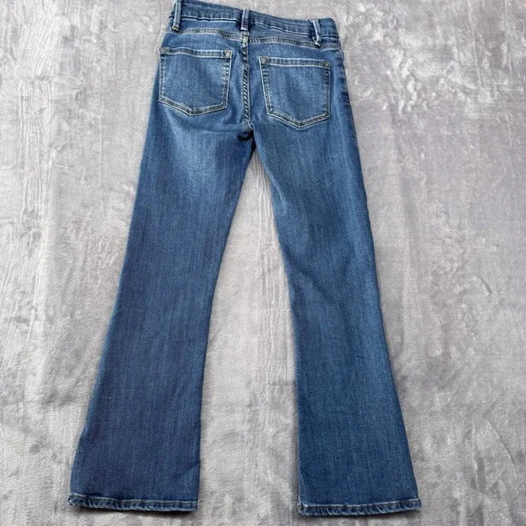 FRAME Le Crop Mini Boot Jeans Womens 24 Blue Medium Wash High Rise Denim - Picture 2 of 15